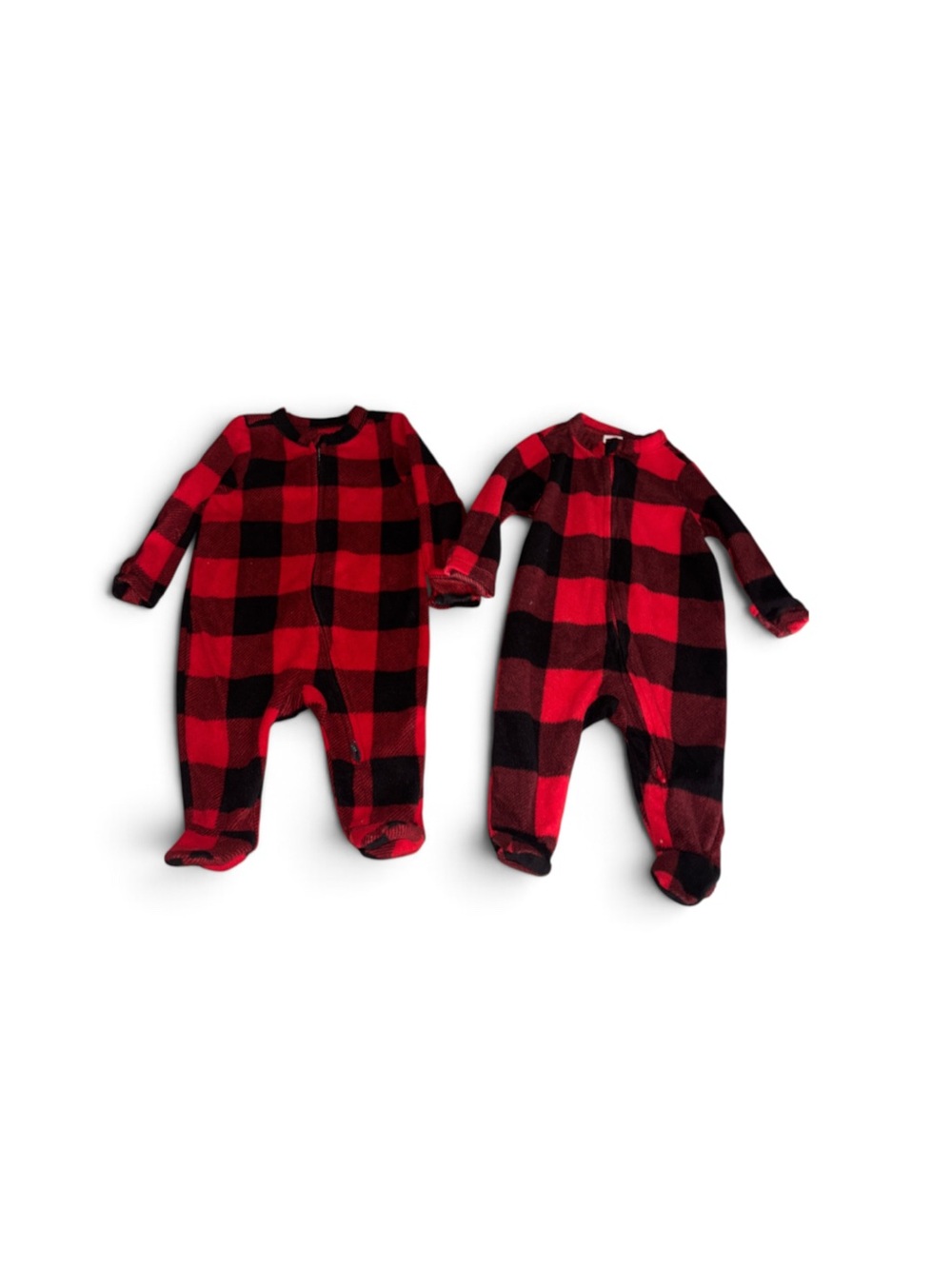 Classic Red Buffalo Plaid Footed One-Piece Pajamas - Kids Size 0-3 months